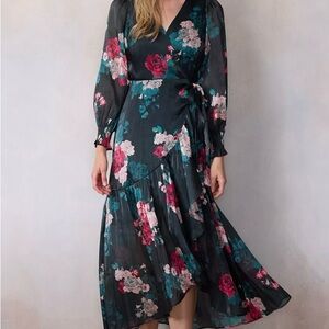LC Lauren Conrad Black Floral High-Low Dress